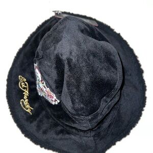 Ed Hardy Black Hat with Gold Embroidery